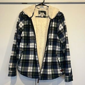 LL Bean Sherpa lined flannel zip up